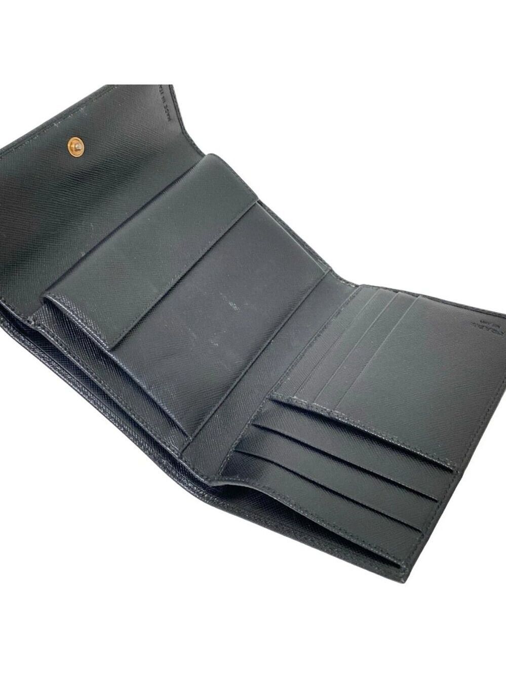 PRADA Black Leather Trifold Wallet 194-081025 - Picture 5 of 7